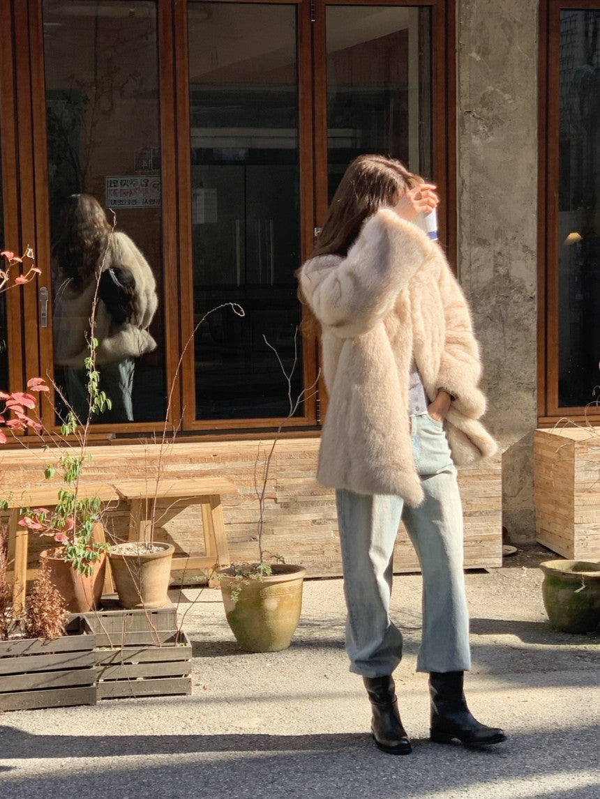 Birkin high neck linkning soft fur jacket