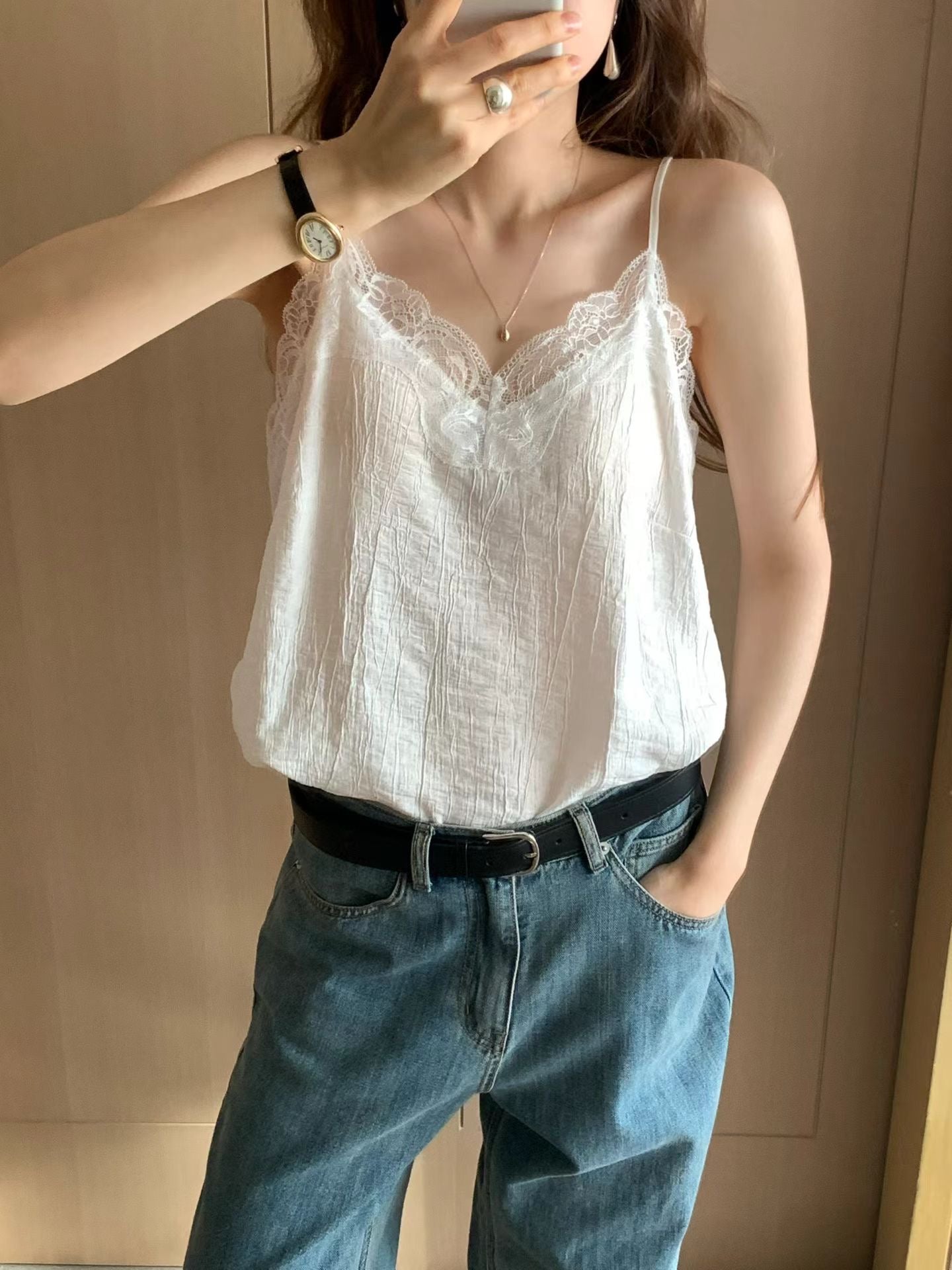 Ounce camisole lace blouse-2col