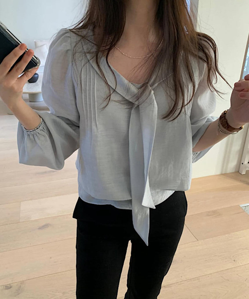 rose tie blouse-2col