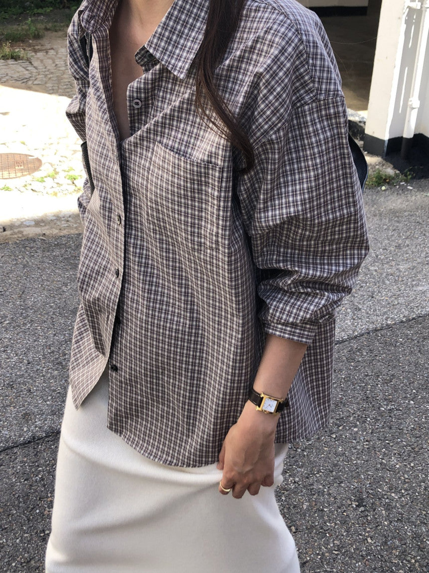 Velour pitch check shirt-2col