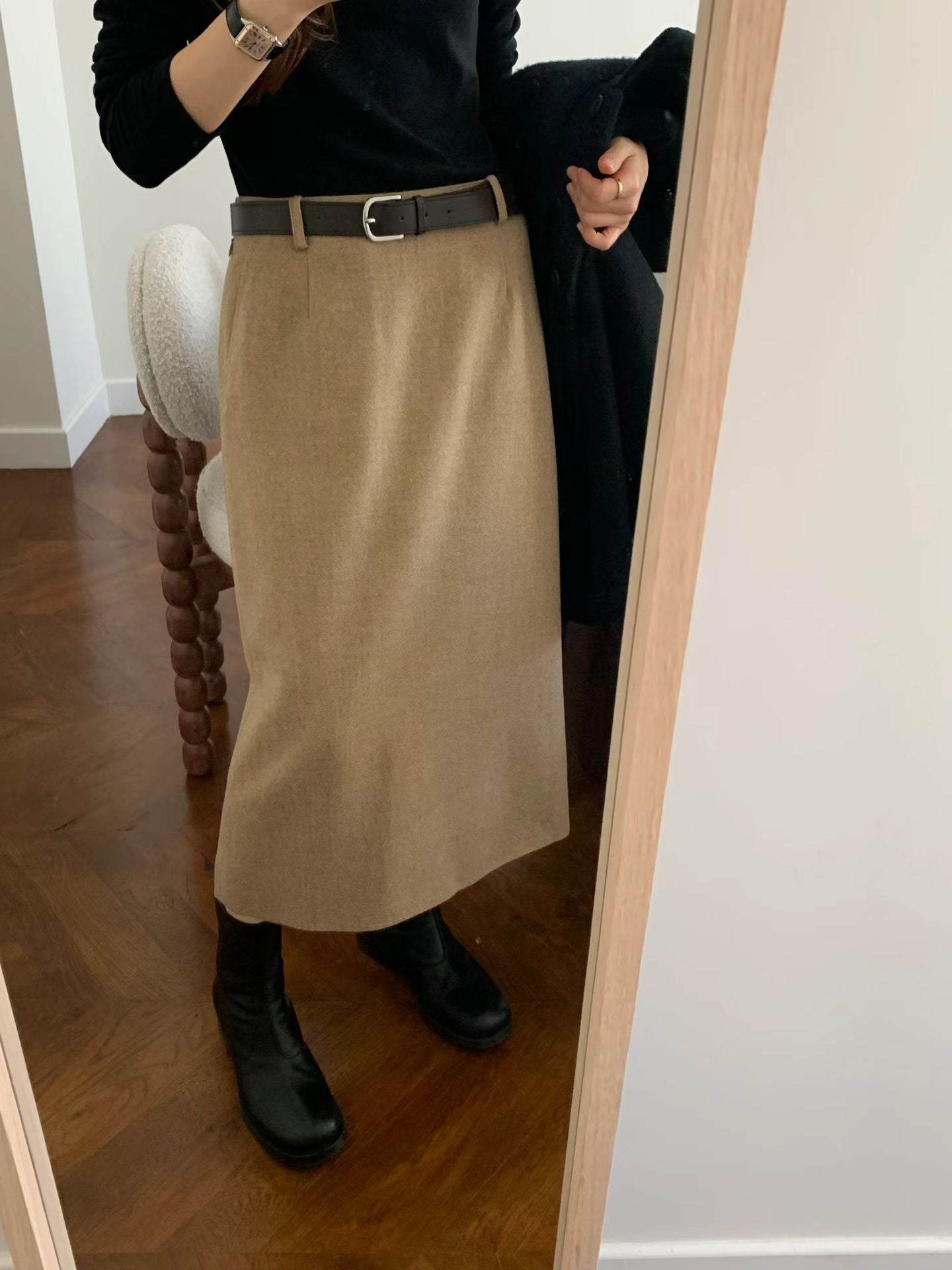 Ounce kelly wool midi skirt-3col