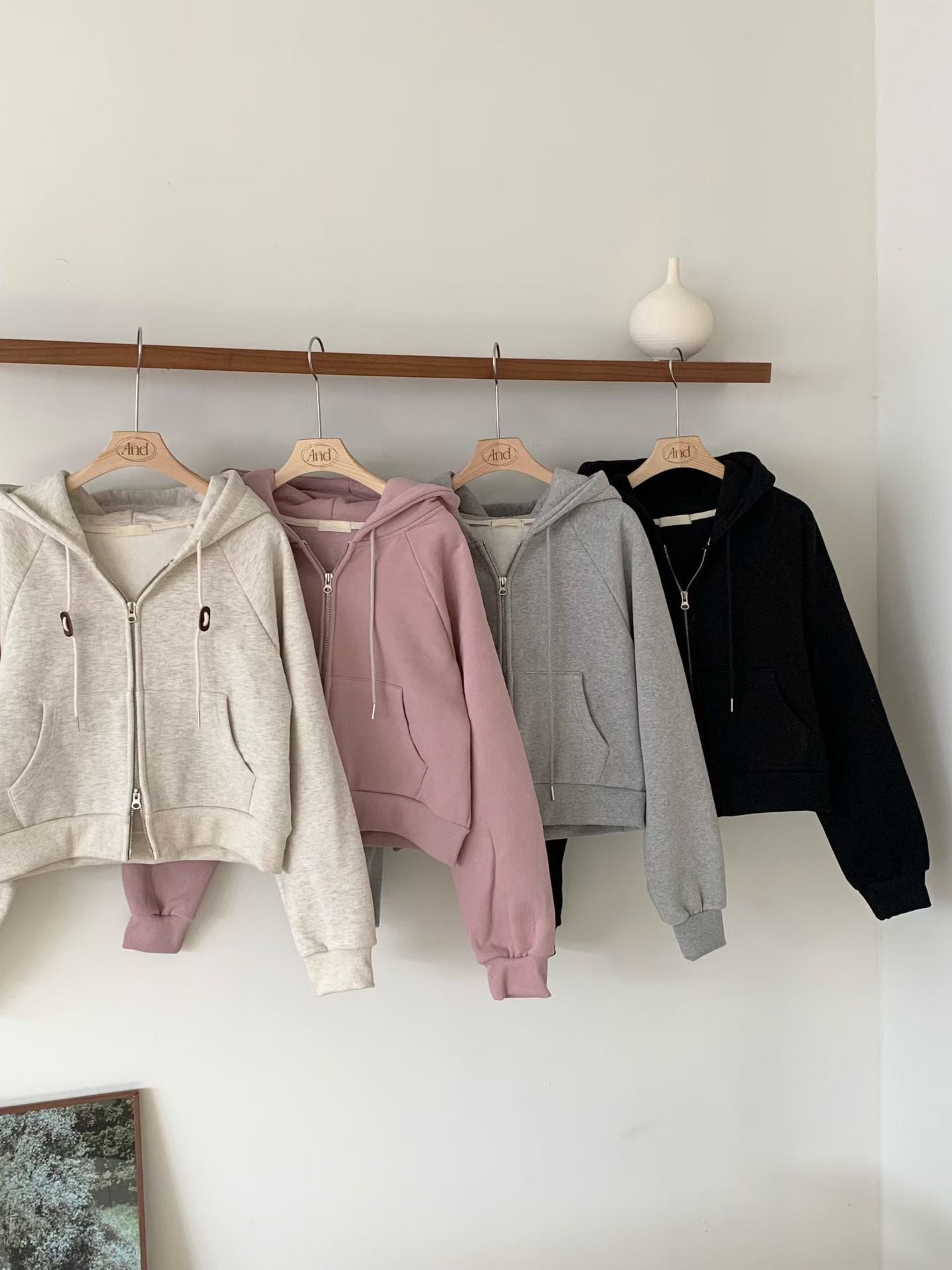 slow gimo joggerpants&hood zip up-4col