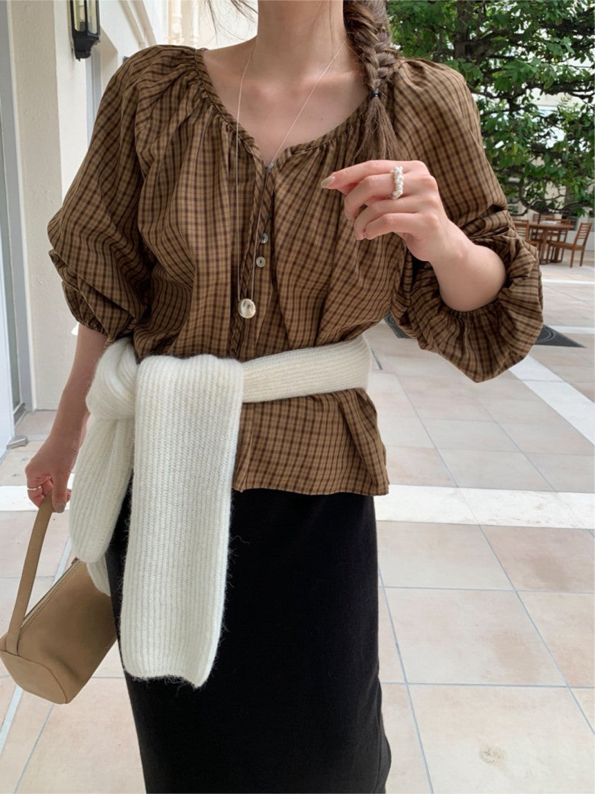check balloon blouse-2col