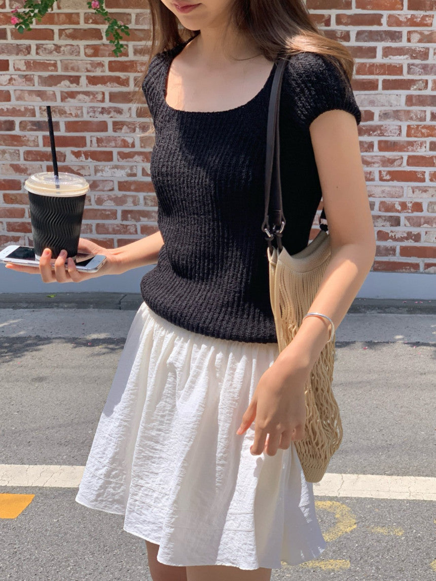 Loe square neck drop shoulder knit-2col