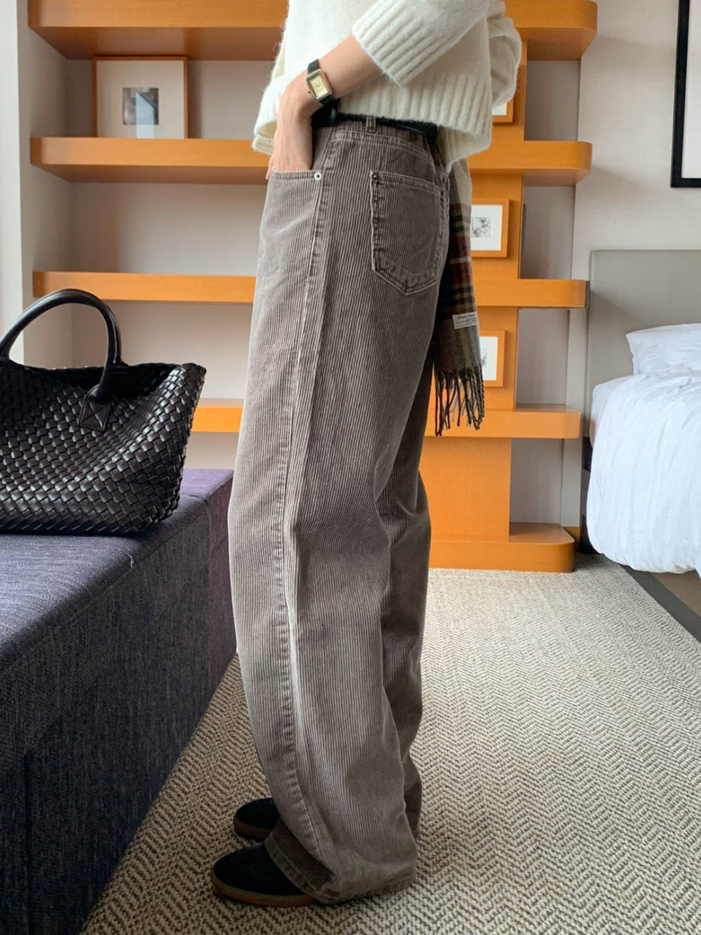 Corduroy dying pants-3col