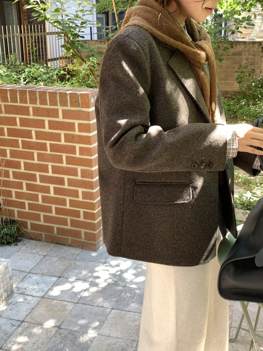 Chestnut wool blazer jacket-2col