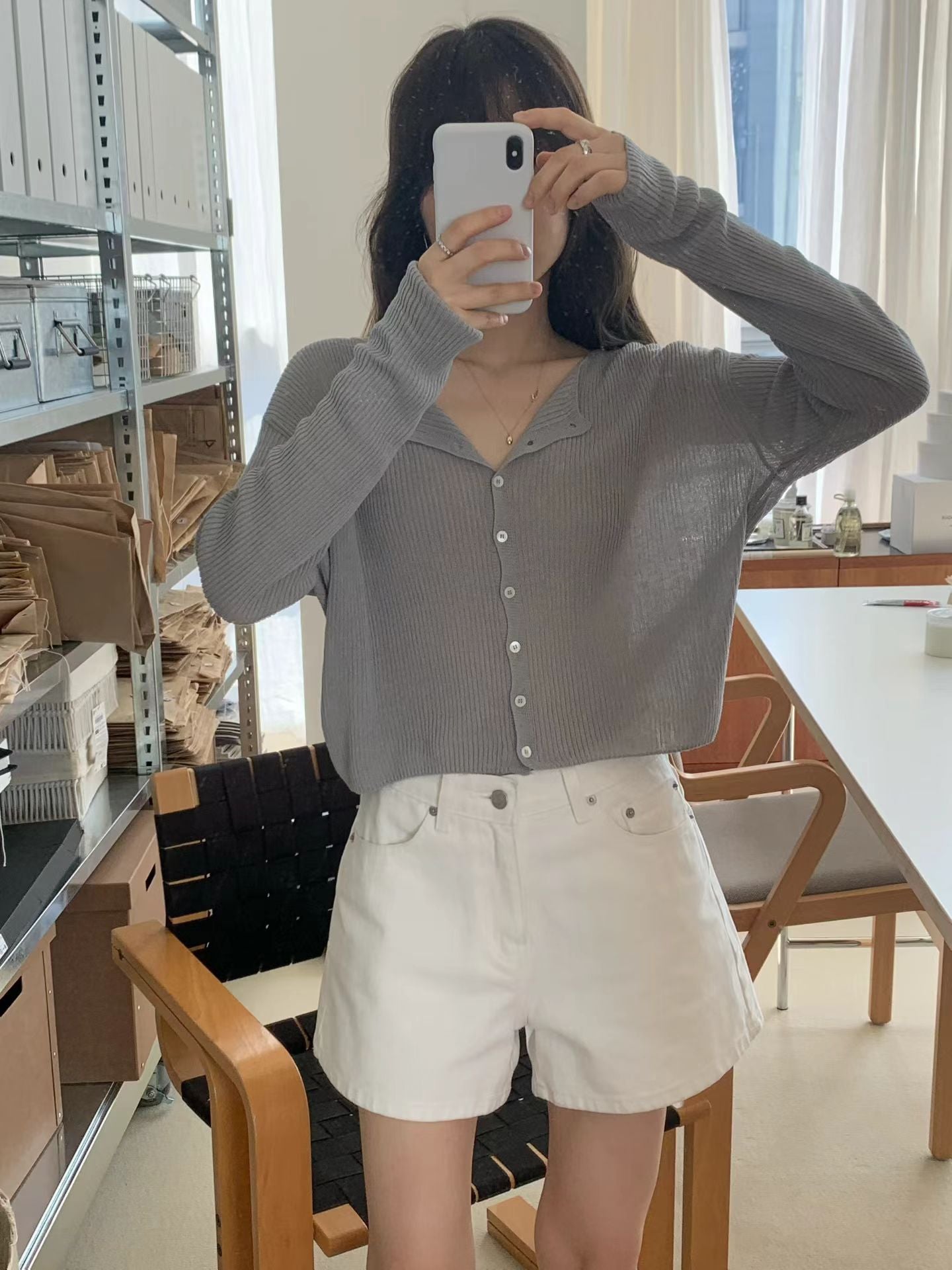 Ounce lily square rib cardigan-3col