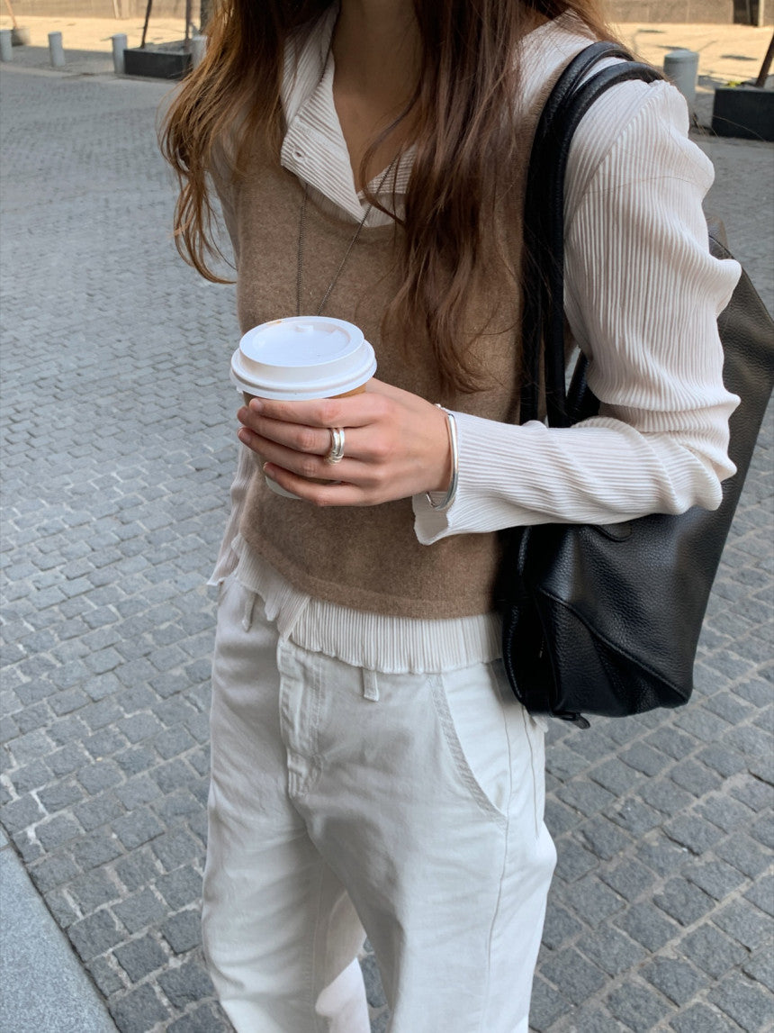 Amel pleats round cardigan-2col