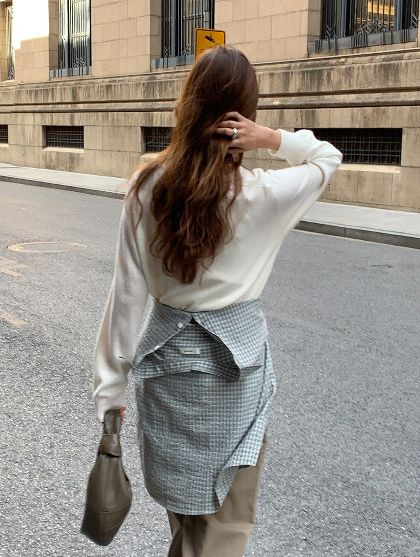 Adele wholegar cash v-neck knit-5col