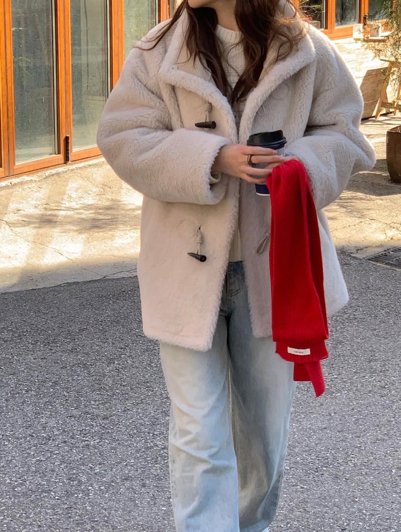 High-neck duffel reversible mustang