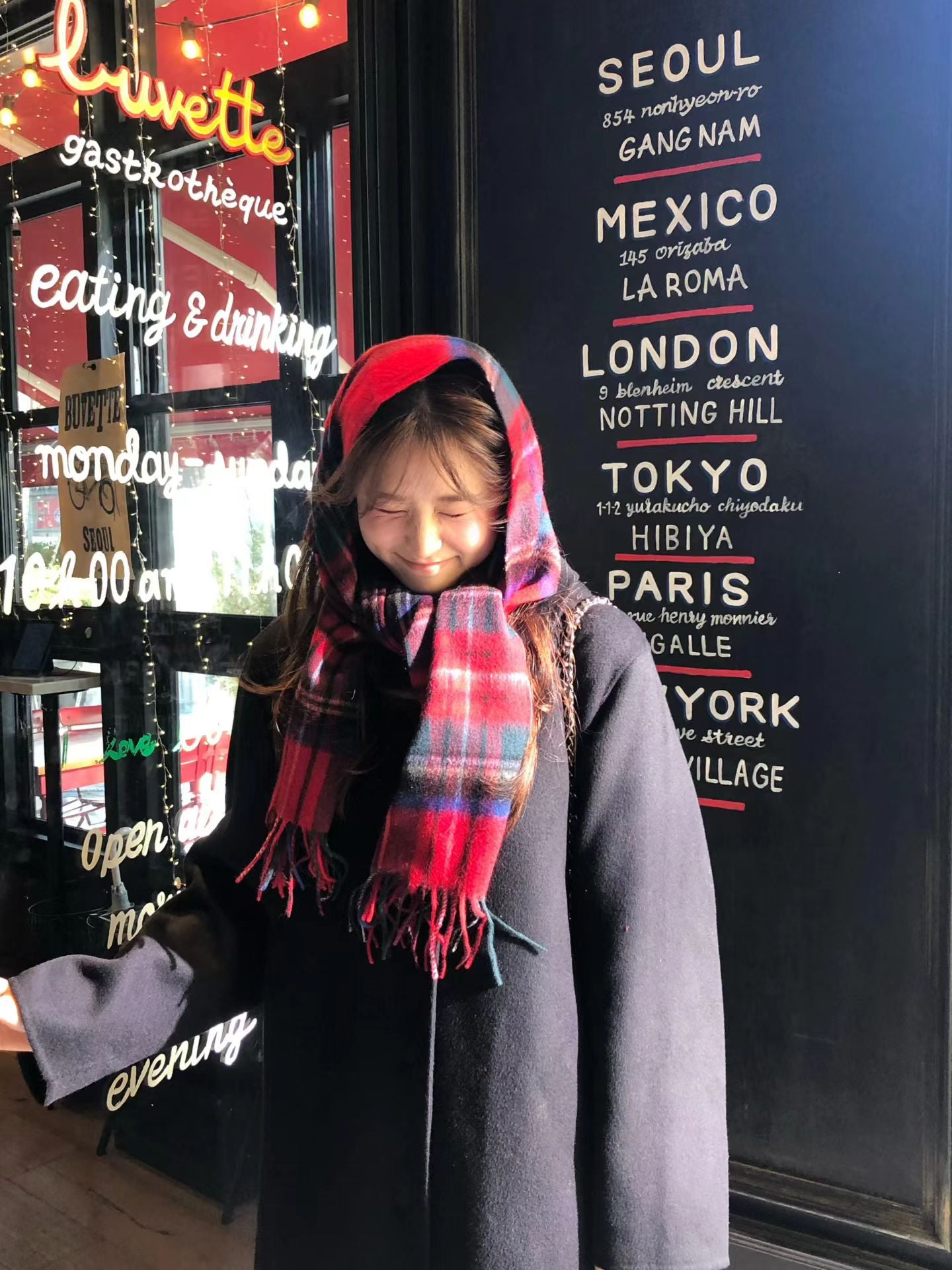 Ounce check wool muffler-3col