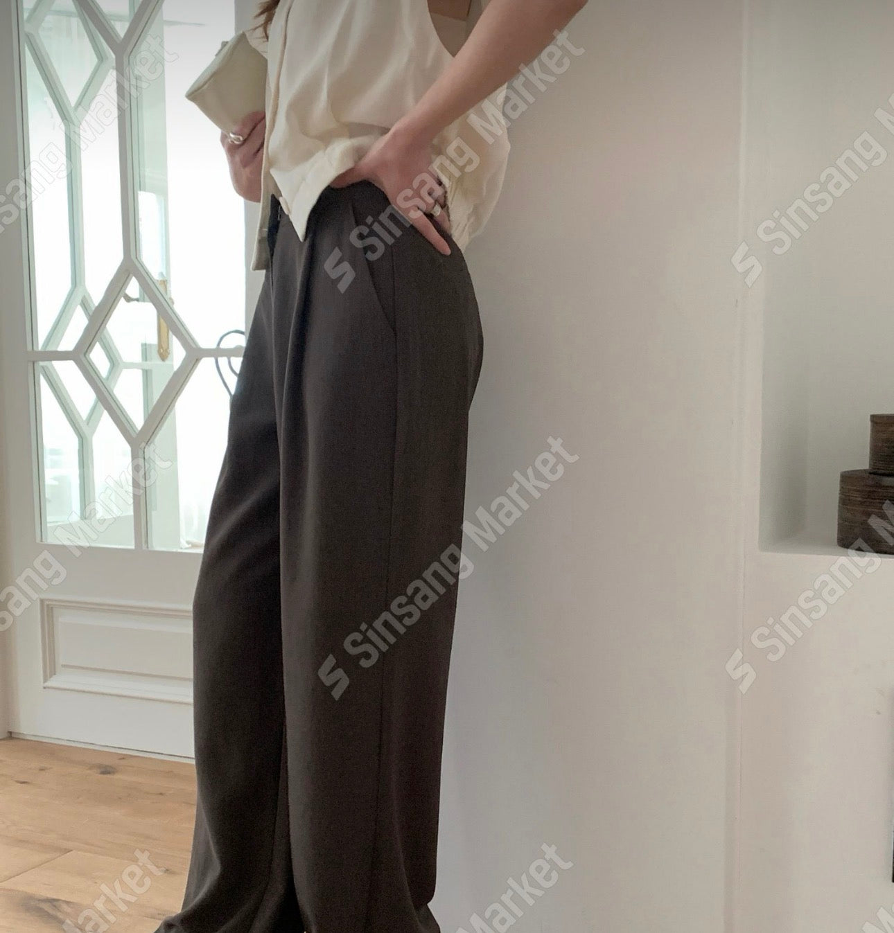 one pin tuck wide slacks-3col/ショート丈あり