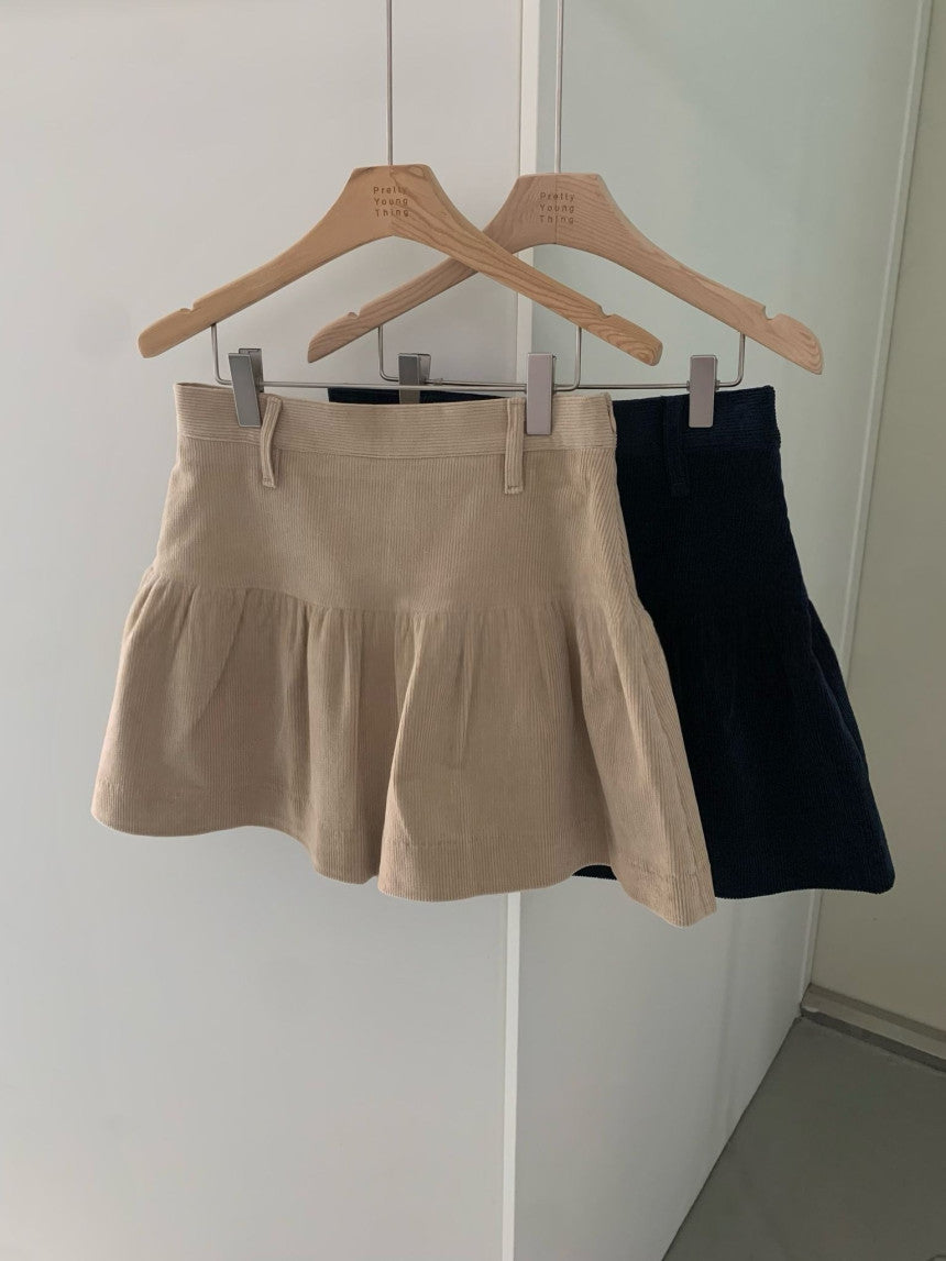 Corduroy frill skirt-2col