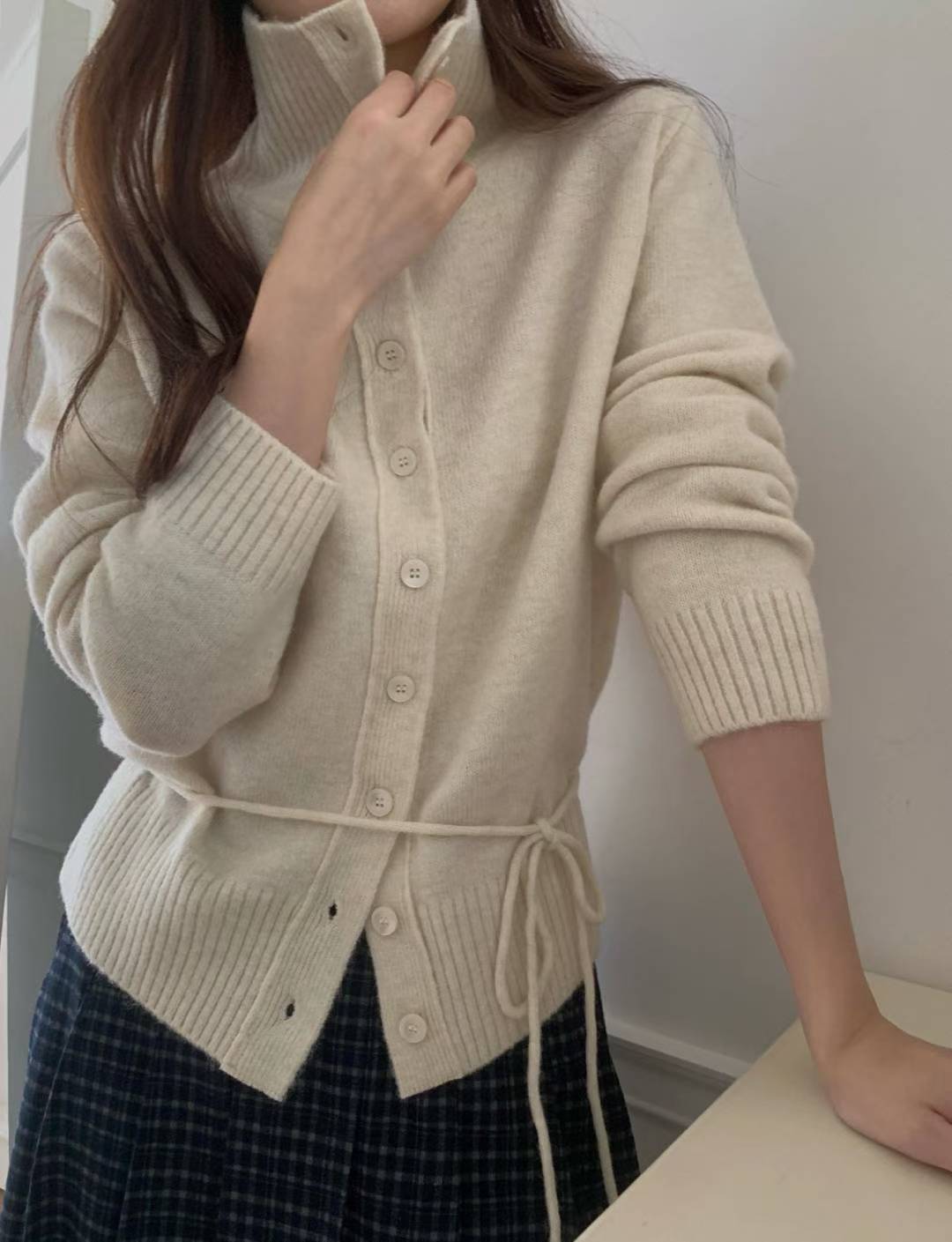 polo rope cardigan-3col