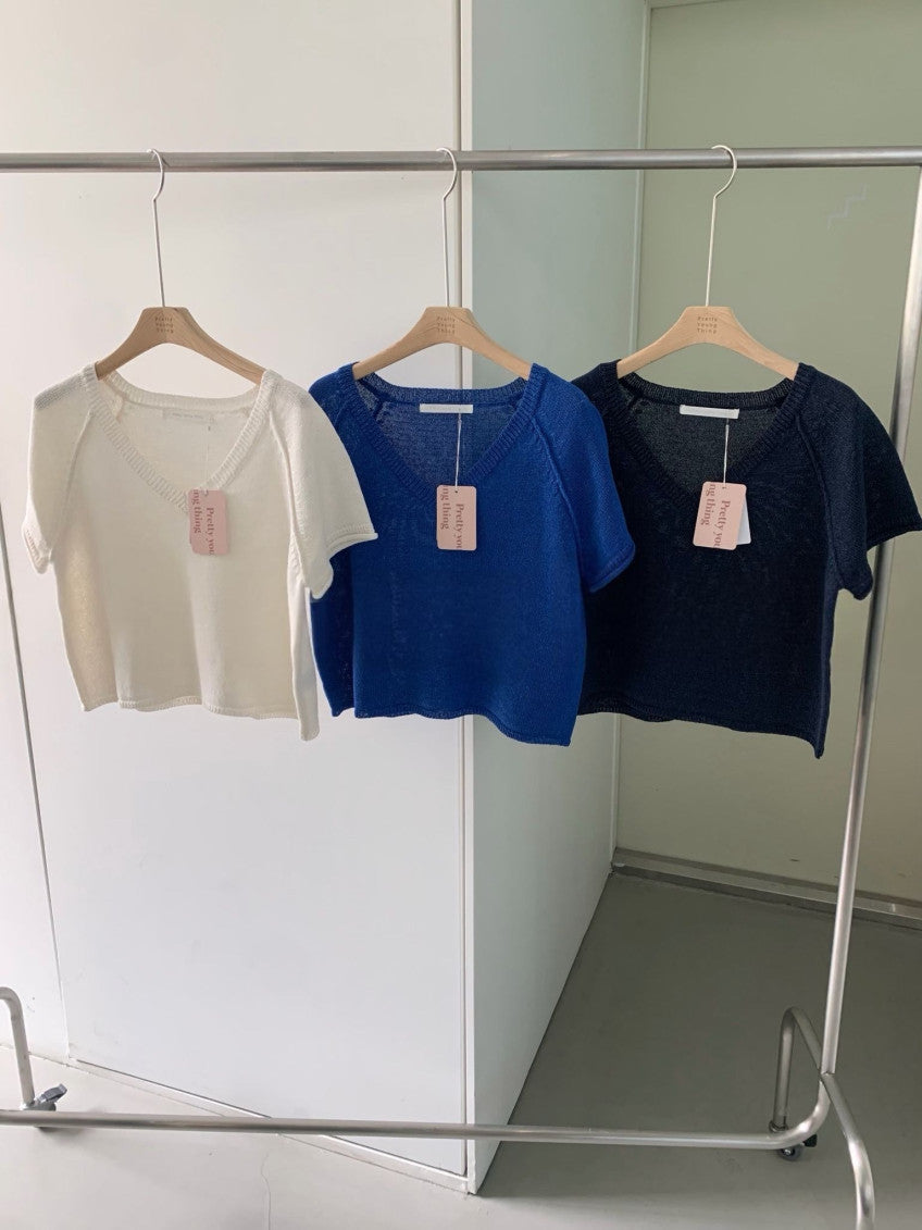hanji v neck knit-3col