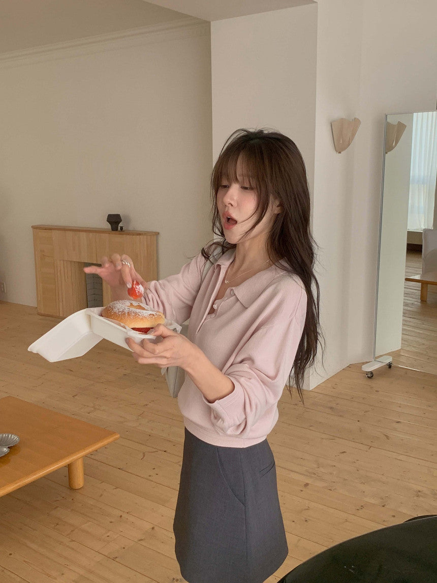 collar button knit-3col