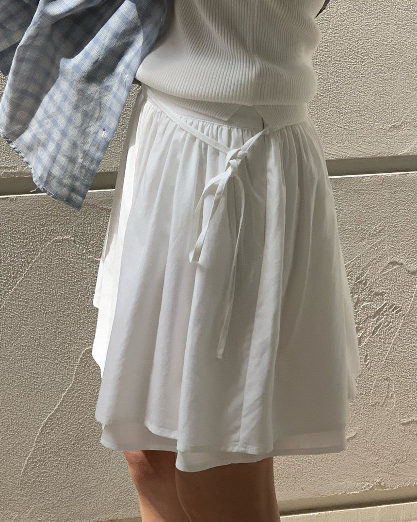 Sally layered tencel short skirt-2col