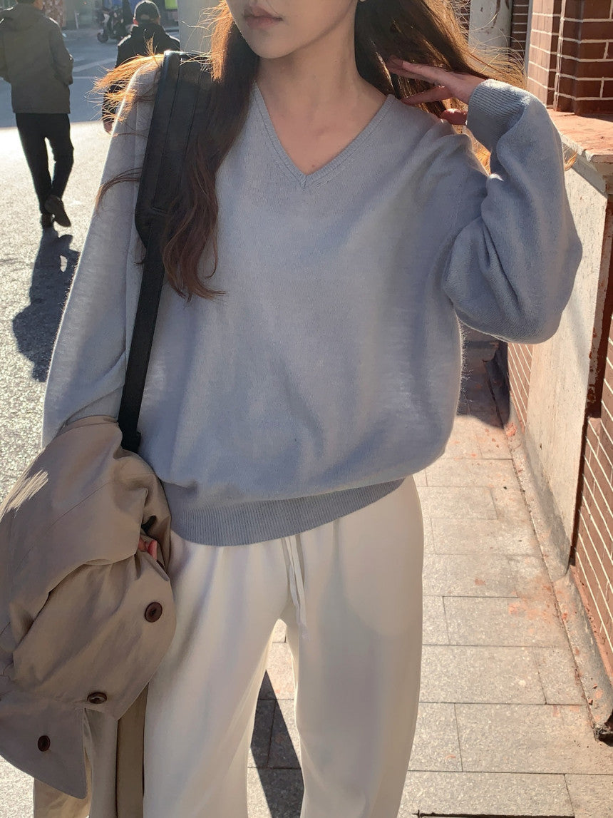 Adele wholegar cash v-neck knit-5col