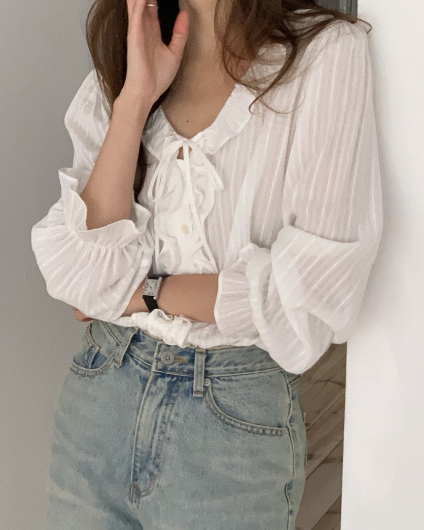 Riel ruffle blouse-2col