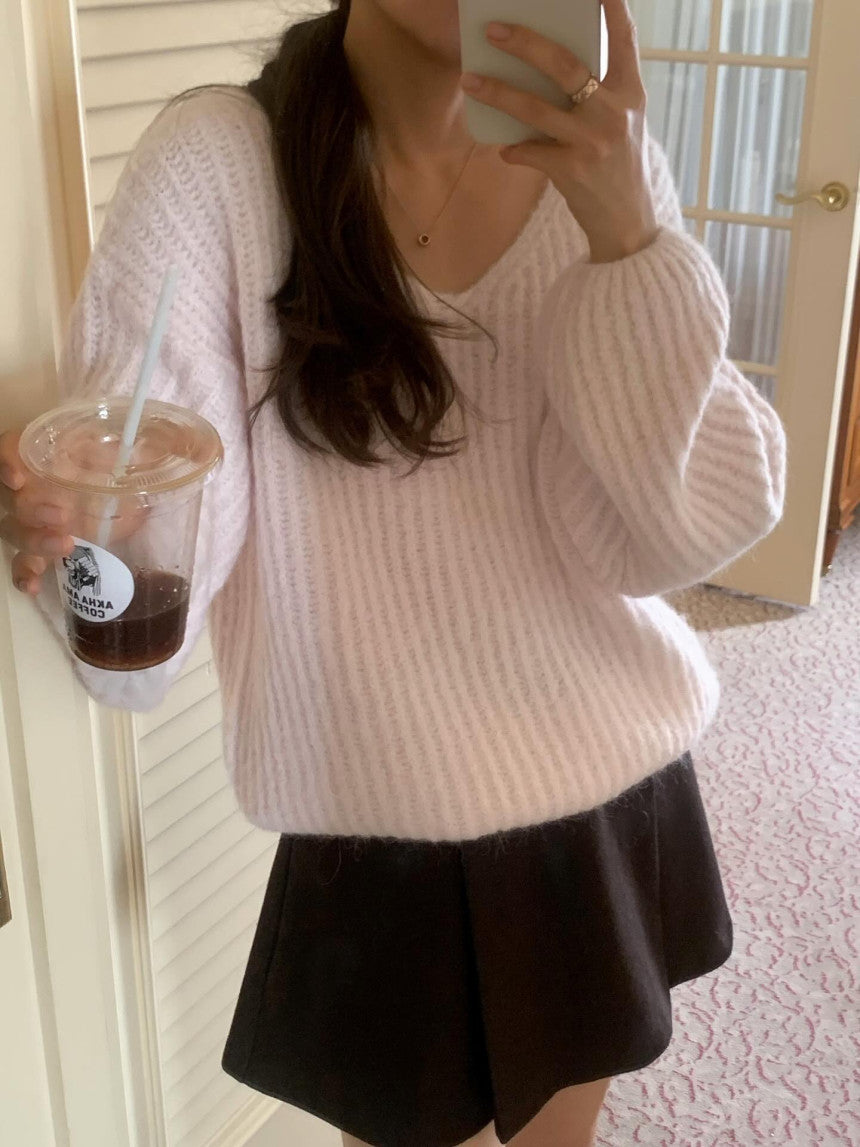 liter daina alpaca v neck knit-3col