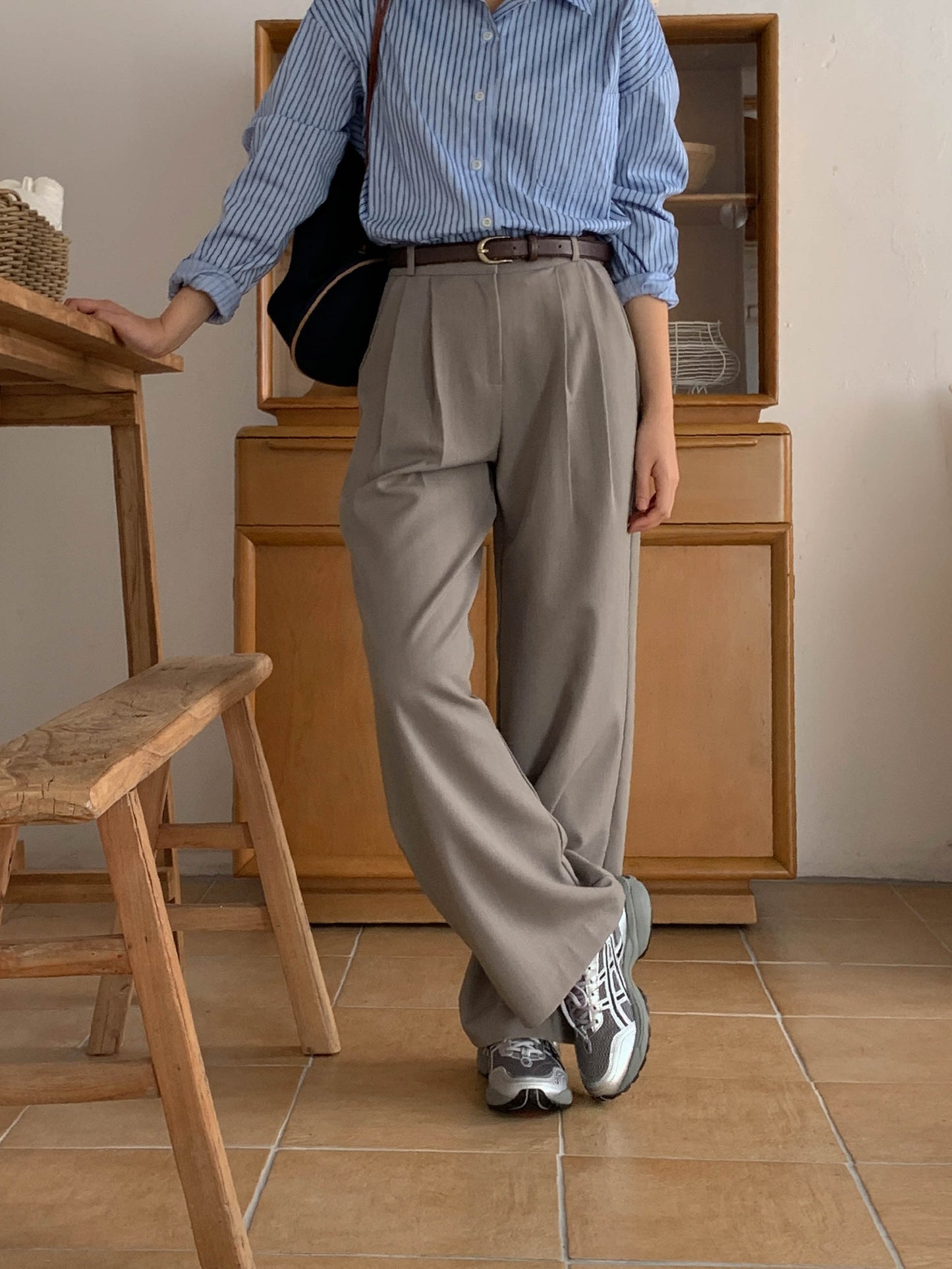 Fw two-pin tuck wide slacks-5colショート丈あり