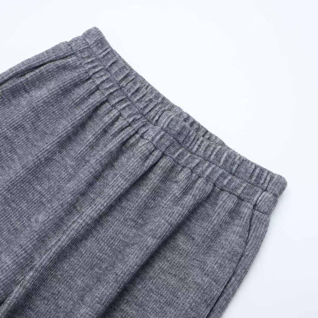 knit wide banding pants-4col