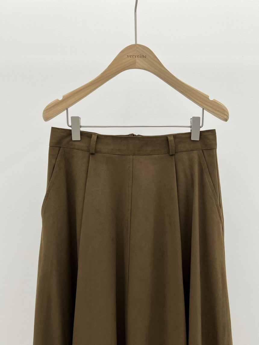 Rouelle suede flare skirt-2col