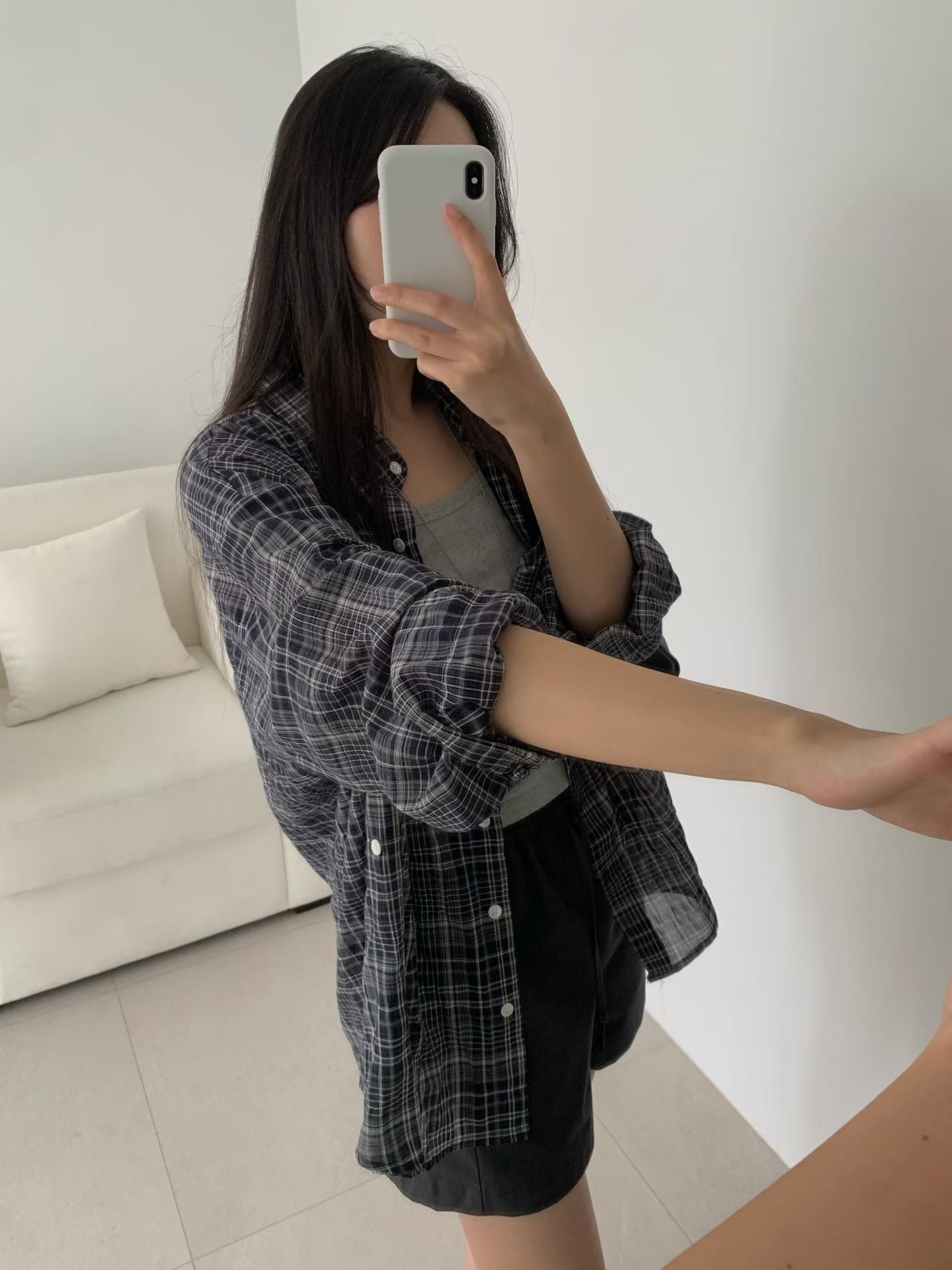 maron check shirt-2col