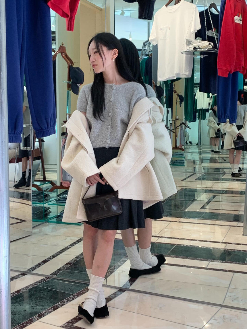 Want alpaca half cardigan-4col