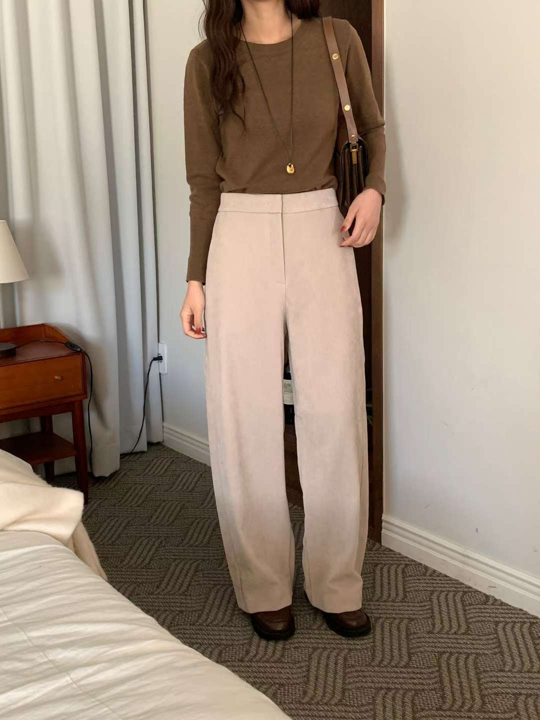 back slit wide slacks-2col/ショート丈あり