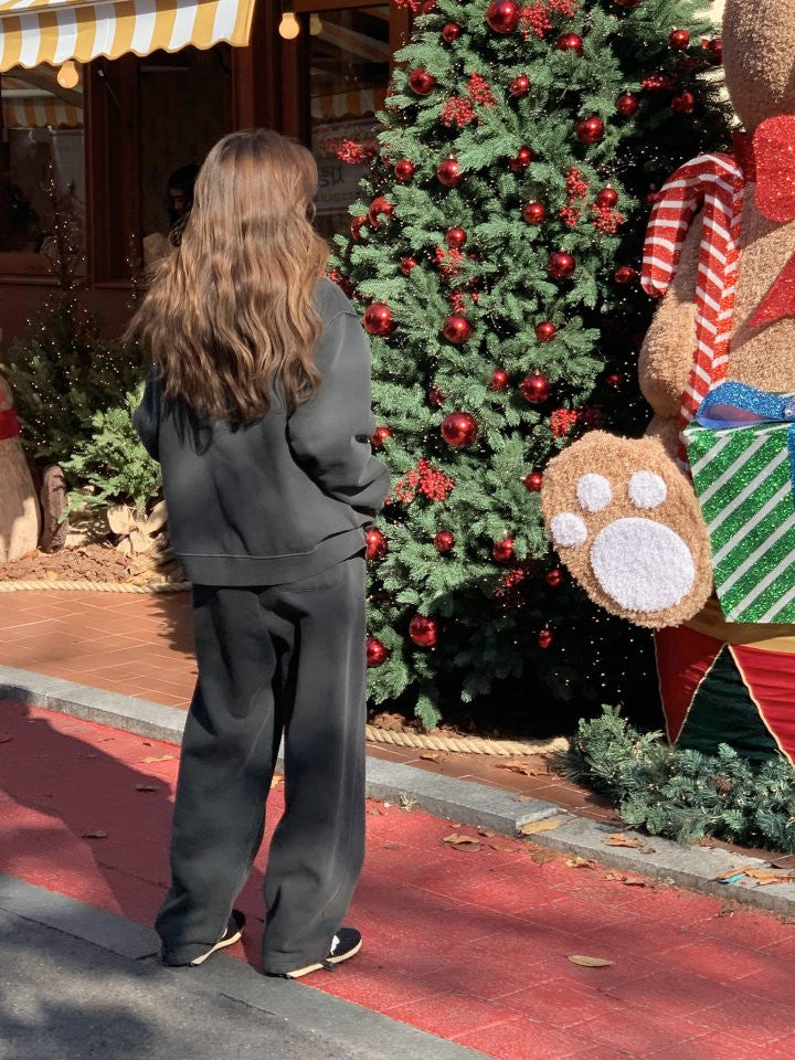 pigment fleece dying hood zip up&pants