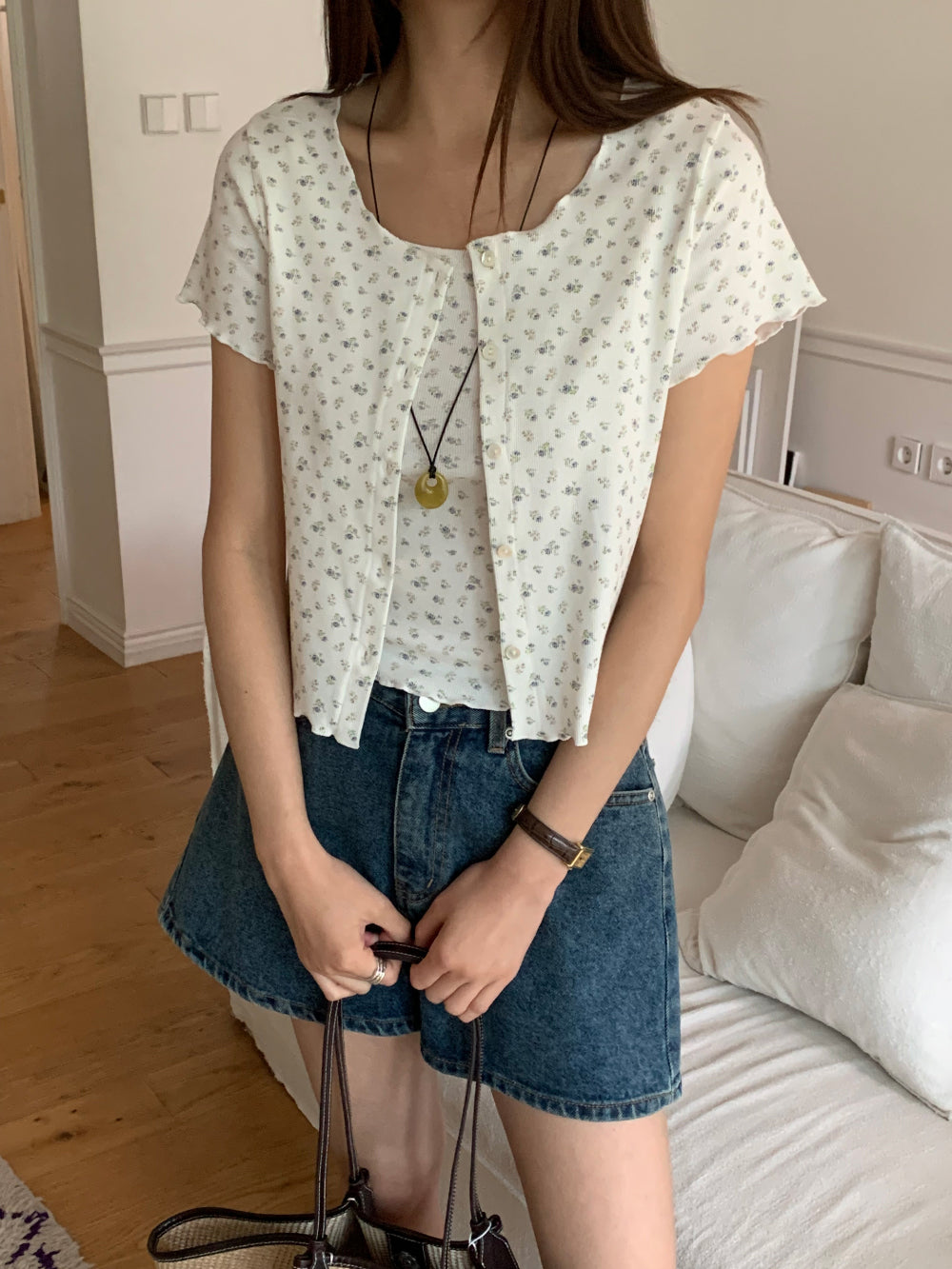 like sleeveless&cardigan set-2col