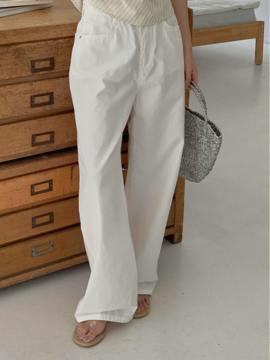 cotton wide pants-2col
