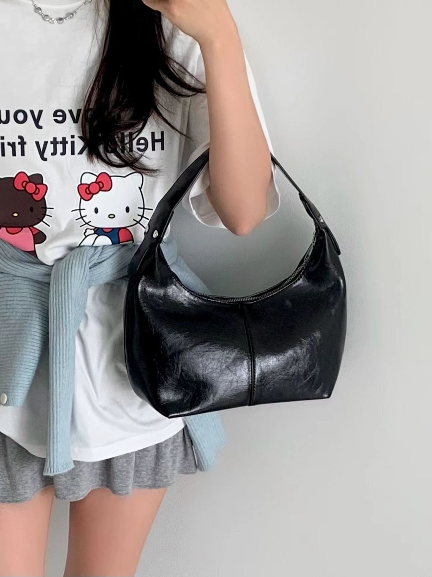 Glossy Mini Hobo Bag