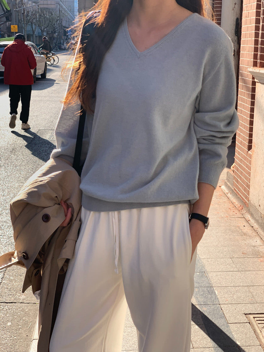 Adele wholegar cash v-neck knit-5col