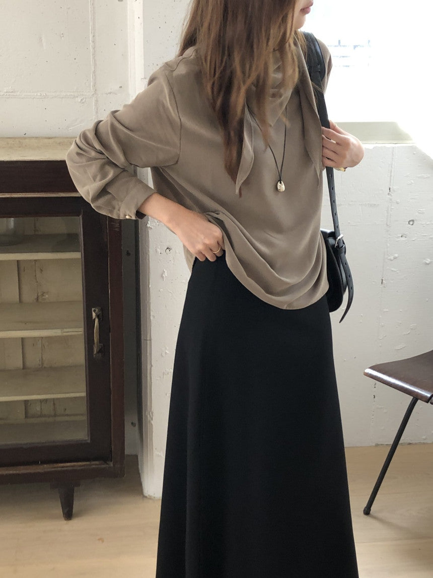 Luna brushed tencel scarf blouse-2col