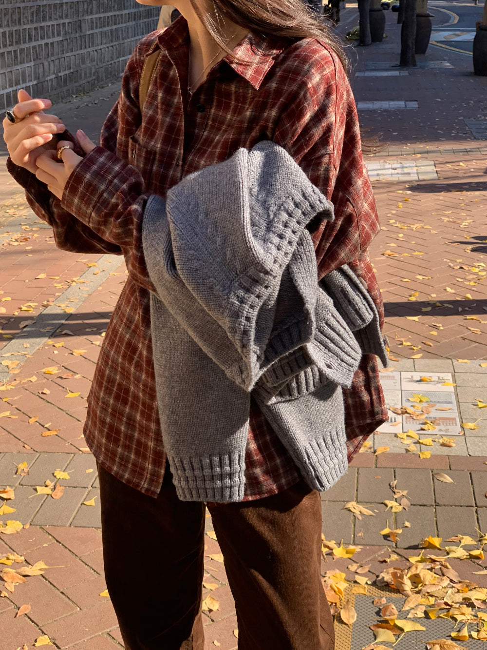 tan check gimo shirt-3col