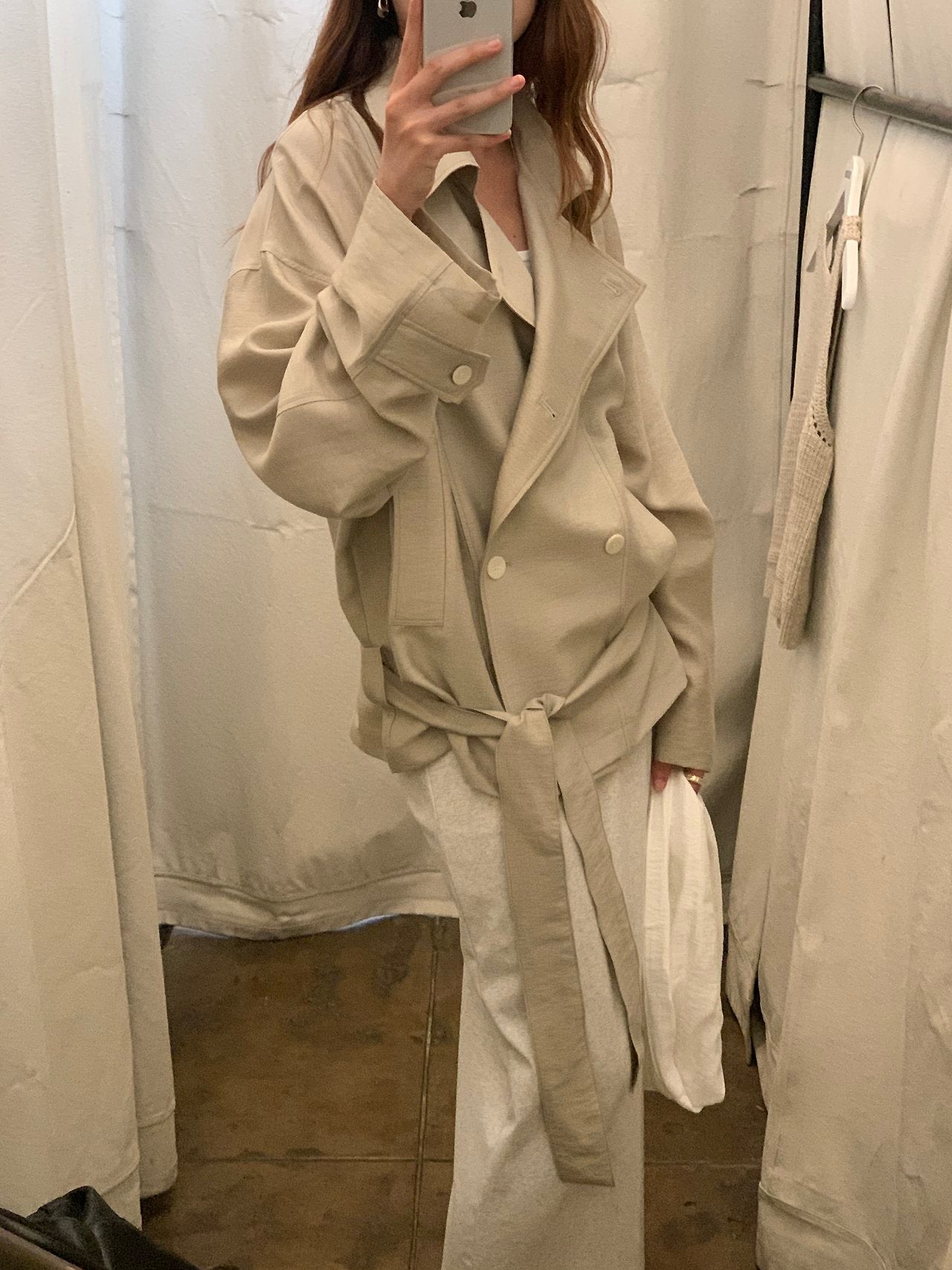 Michel soft short trench jacket-2col