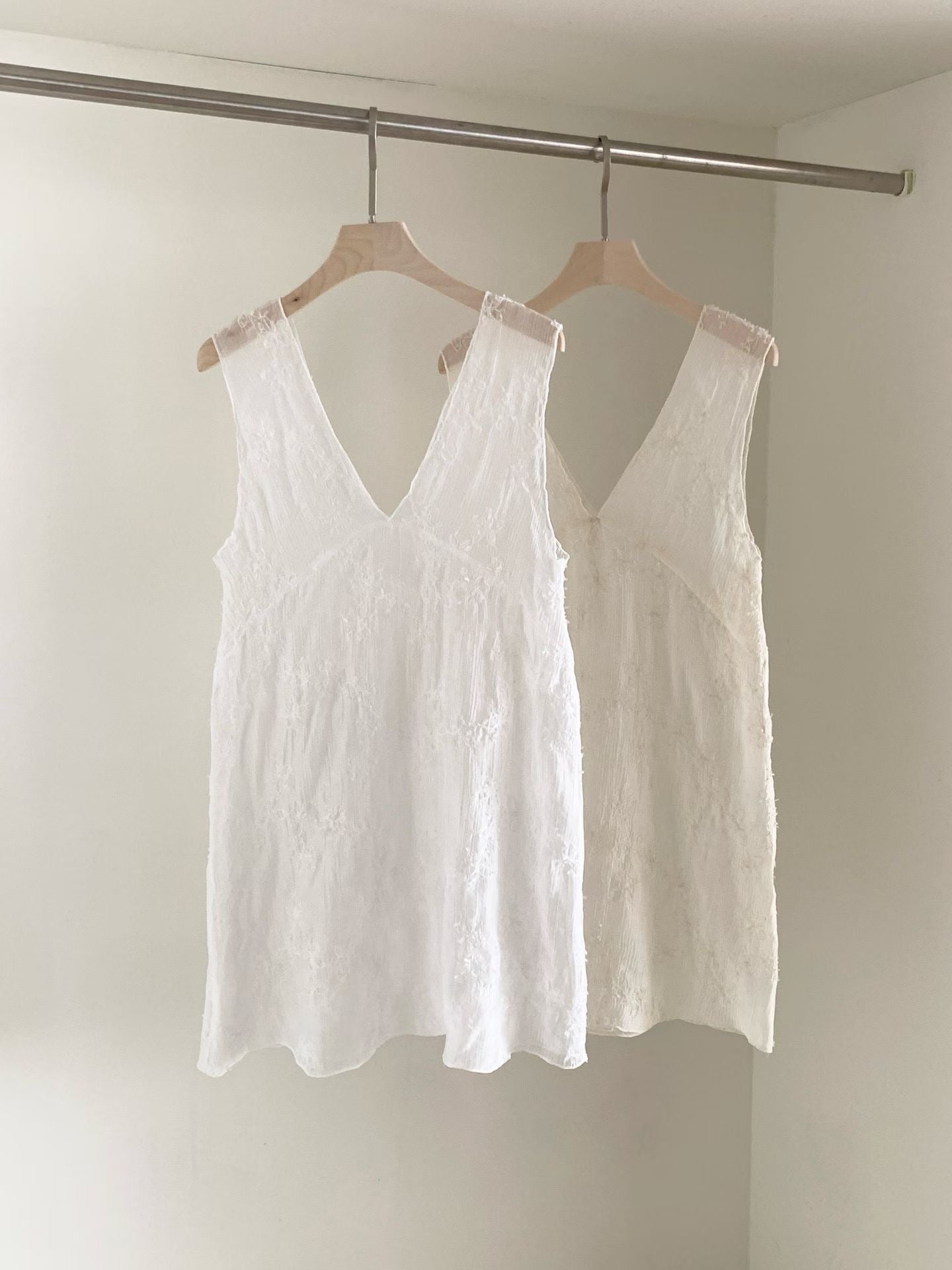 embroidered see-through bustier onepiece-2col