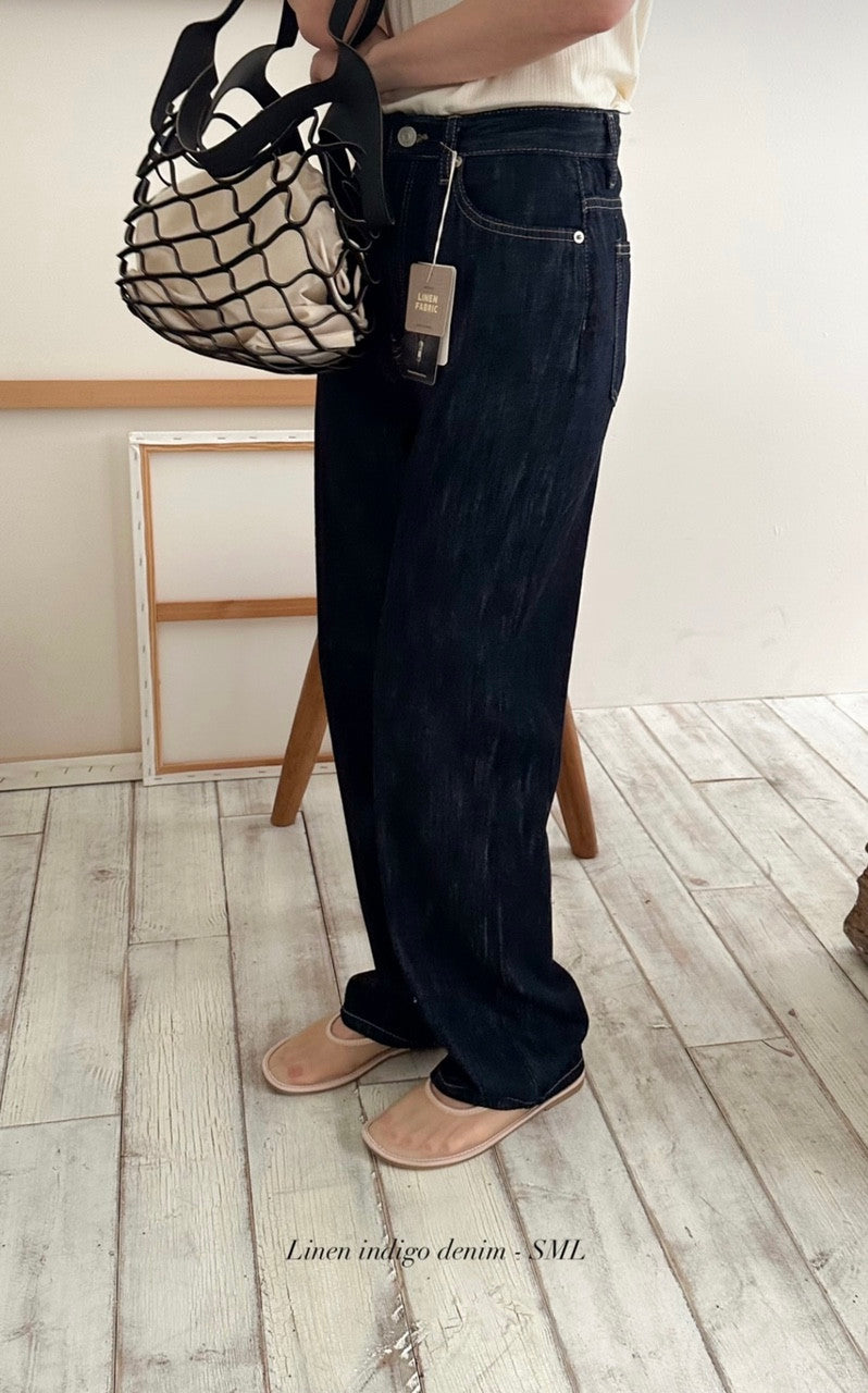 Deondo linen indigo denim