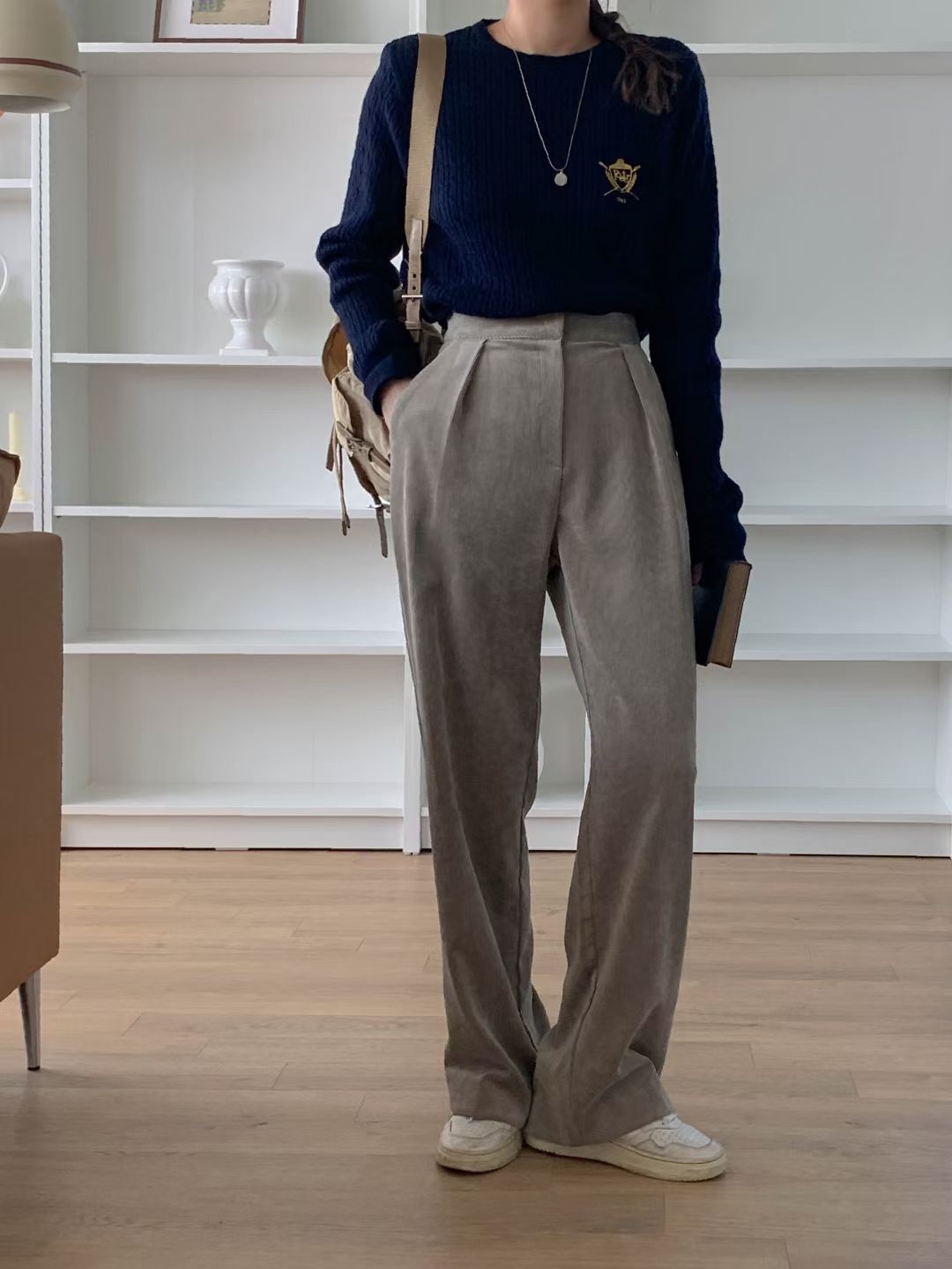 Soft corduroy wide slacks-3col/ショート丈あり