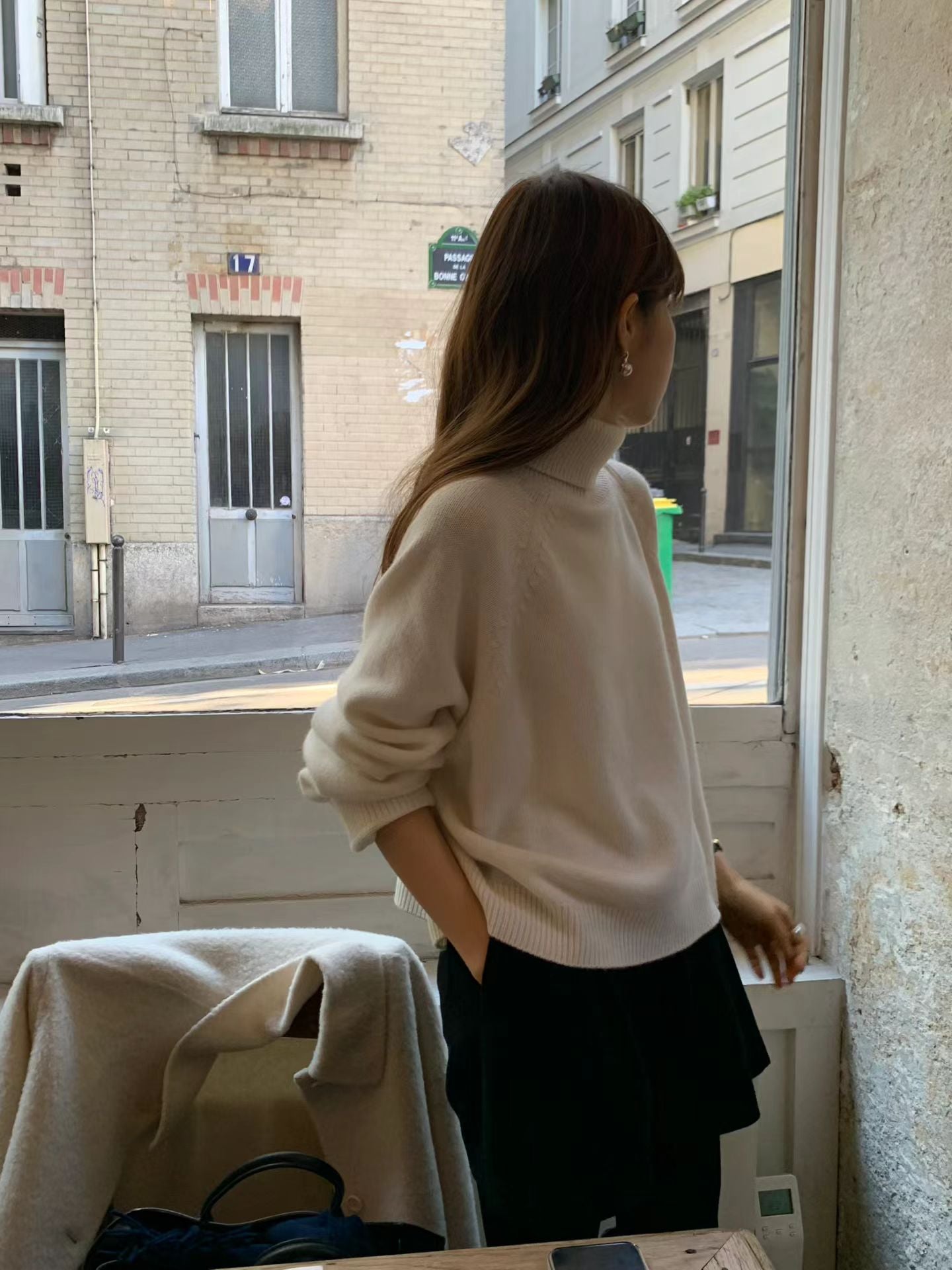 Ounce cash raglan turtleneck knit-3col