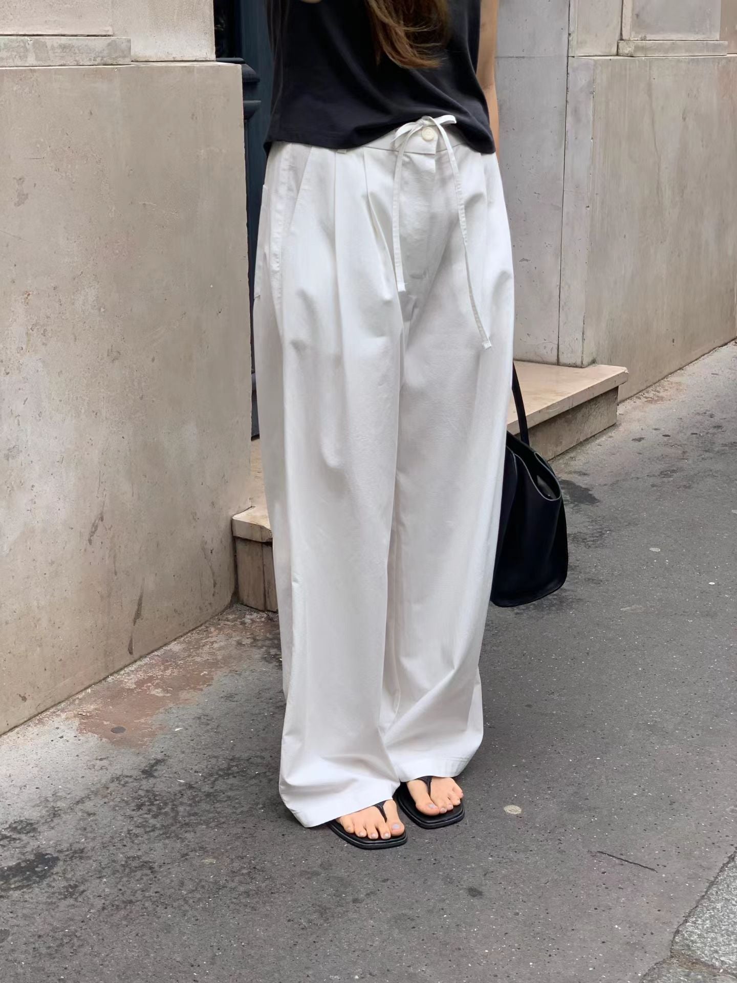 beige即納 Ounce twus tuck pants-2col