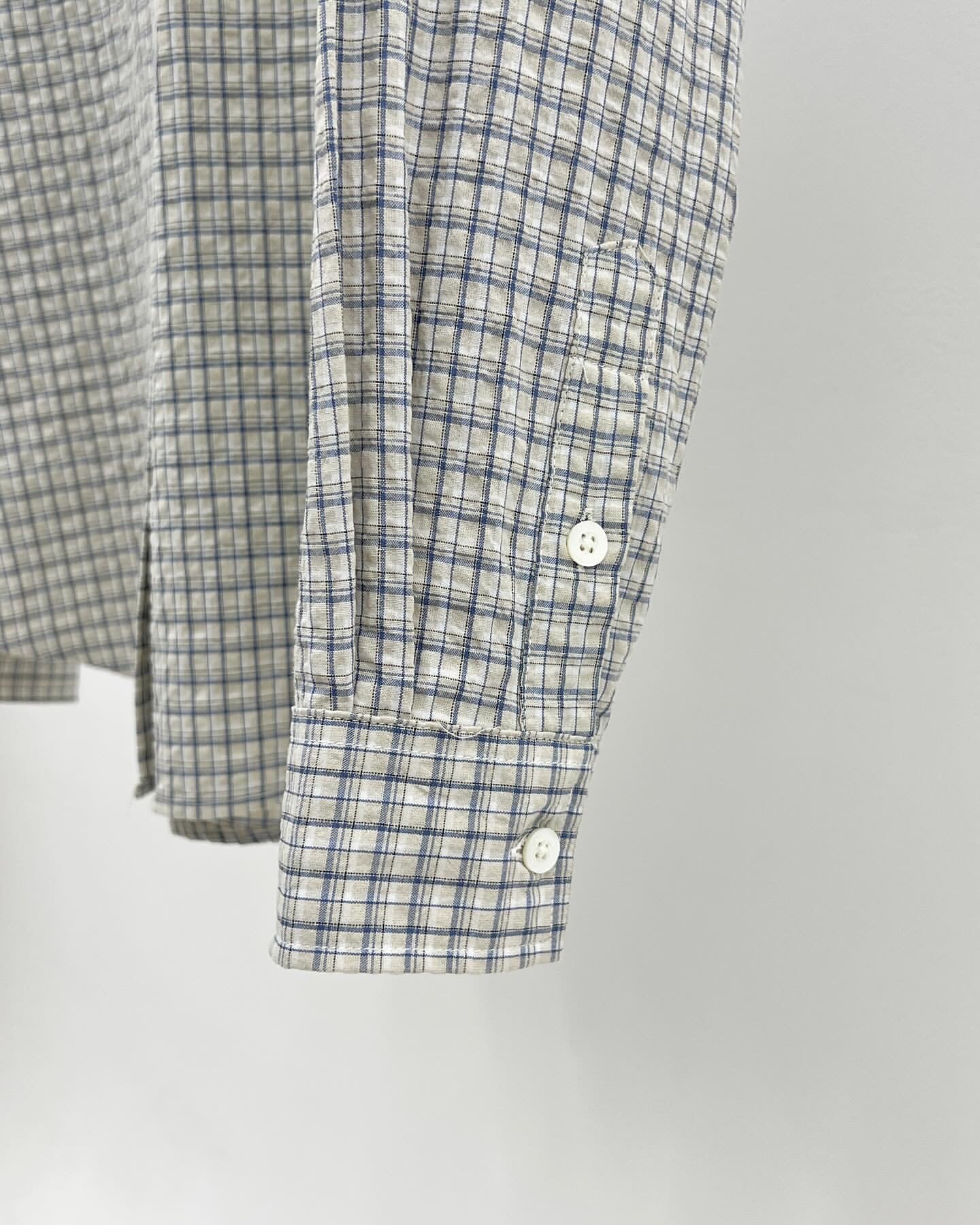 Oxford cotton check shirt-2col