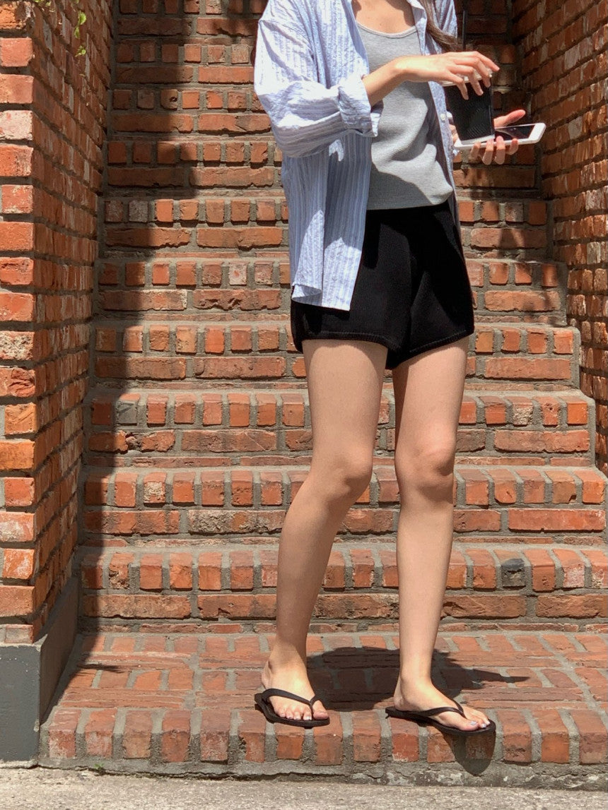 Want bamboo knit half pants-2col