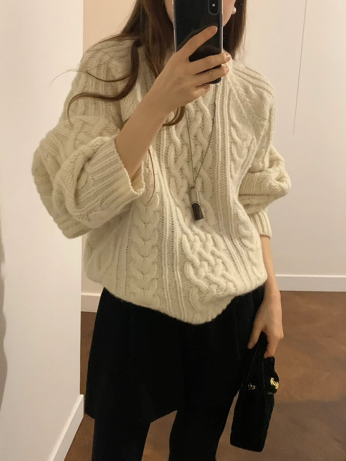 Ounce margo wool cable knit-2col