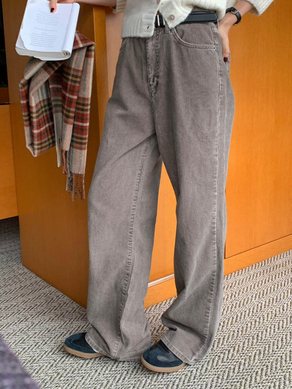 Corduroy dying pants-3col