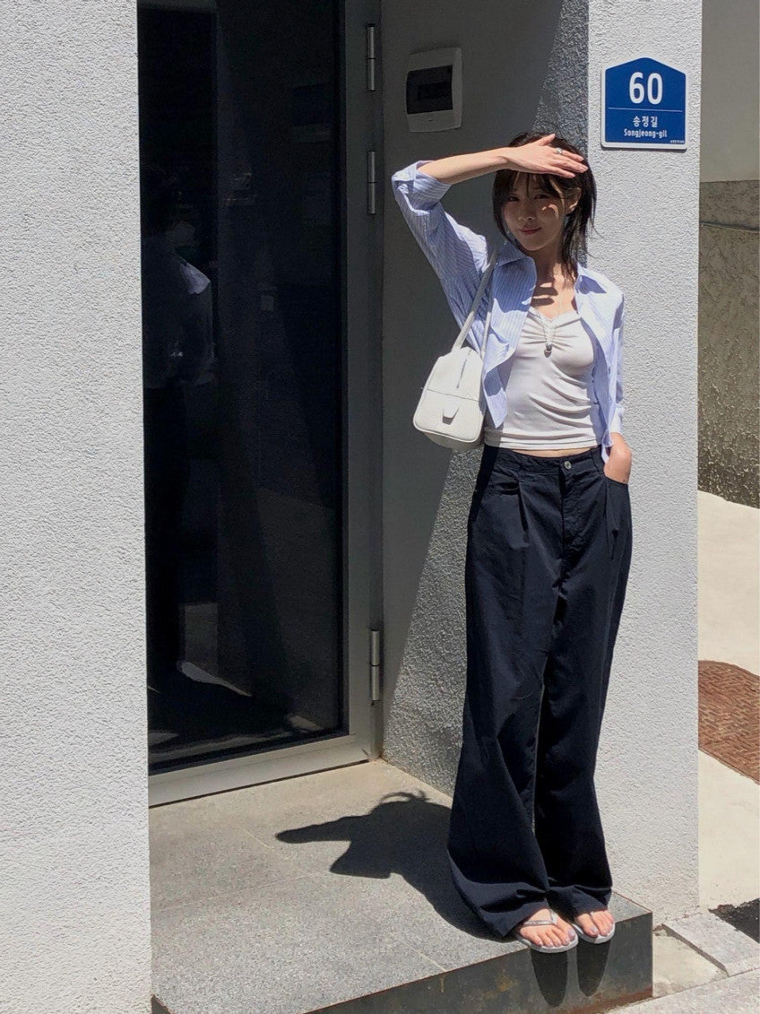pintuck wide pants-3col