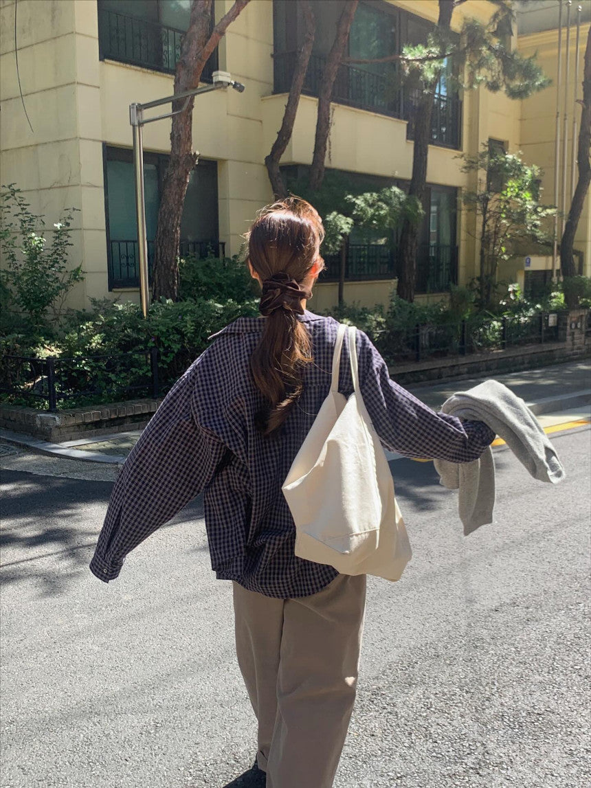 liter mocha check shirt-2col