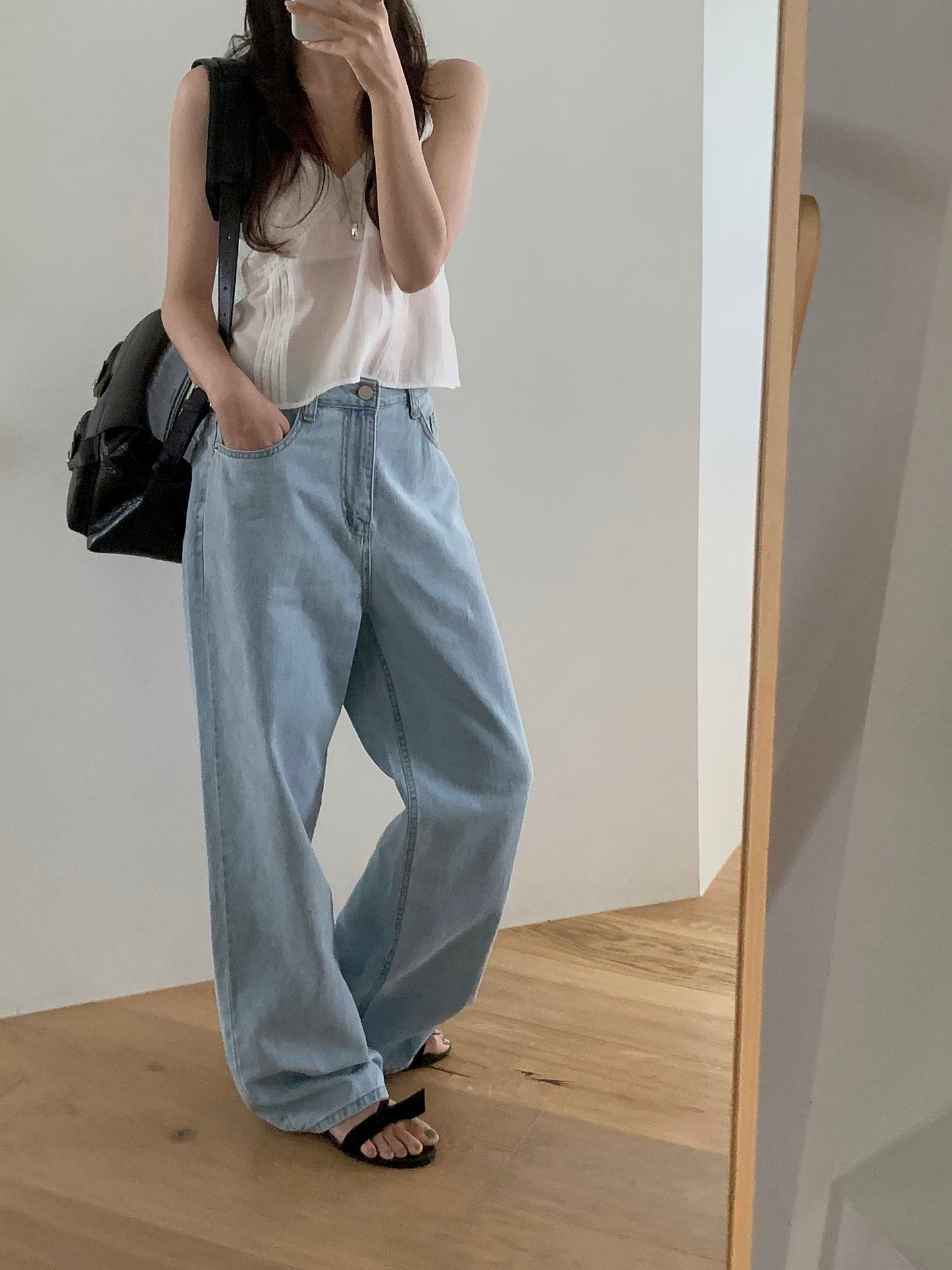light blue wide denim